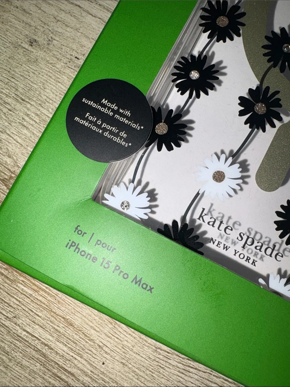 kate spade Clear Floral iPhone 15 Pro Max Case with Black & White Daisies